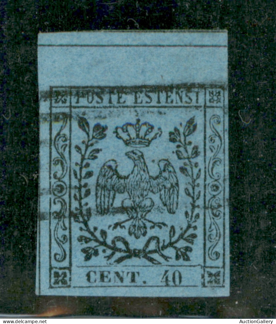 Antichi Stati Italiani - Modena - 1852 - 40 Cent Celeste (5) - Ampio Margine Di Interspazio In Alto - Usato - Annullo Le - Otros & Sin Clasificación