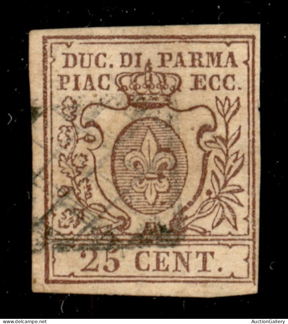 Antichi Stati Italiani - Parma - 1857 - 25 Cent (10) Usato - Cert. Diena - Other & Unclassified
