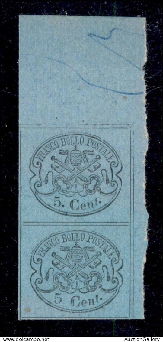 Antichi Stati Italiani - Stato Pontificio - 1870 - Non Ultimati - 5 Cent (32+32a) - Coppia Verticale Con Il Pezzo Inferi - Other & Unclassified