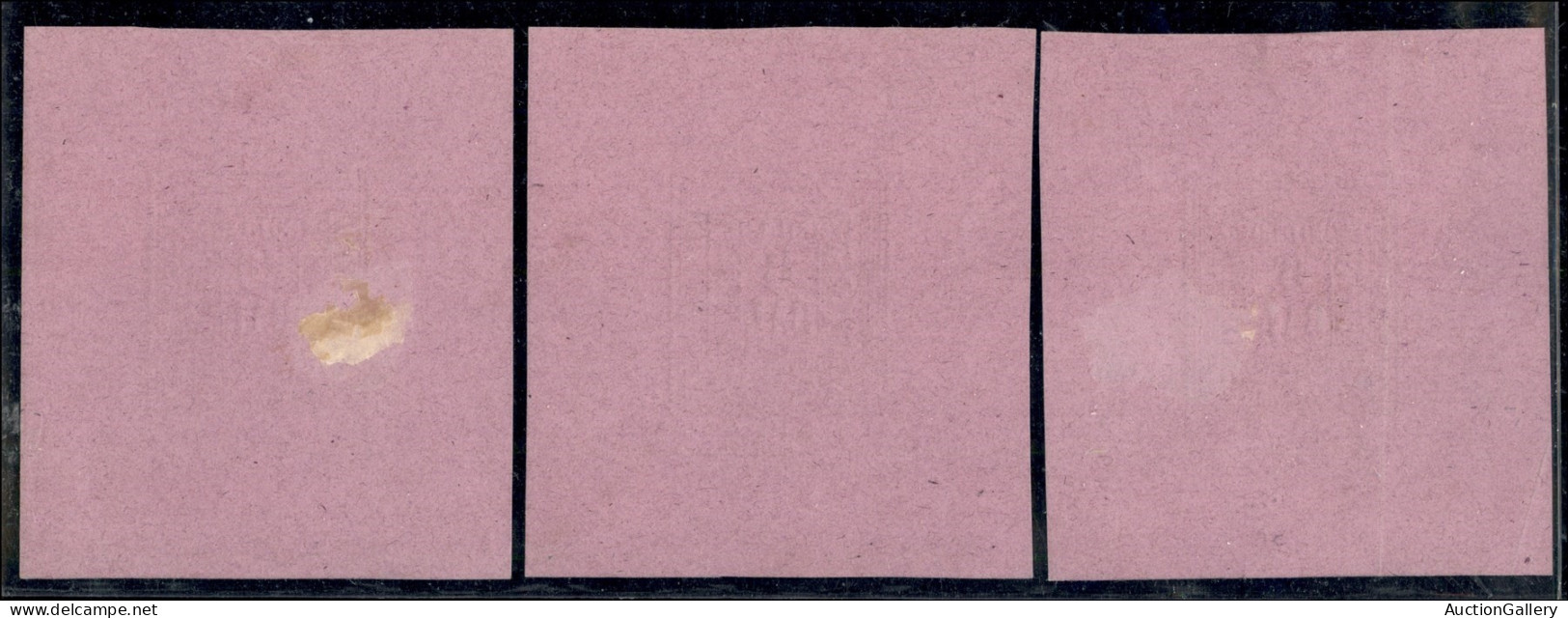 Antichi Stati Italiani - Romagne - 1859 - Ristampe - 3 Valori Con Dicitura "Saggio" Su Foglietti Con Carta Violetta - Nu - Altri & Non Classificati