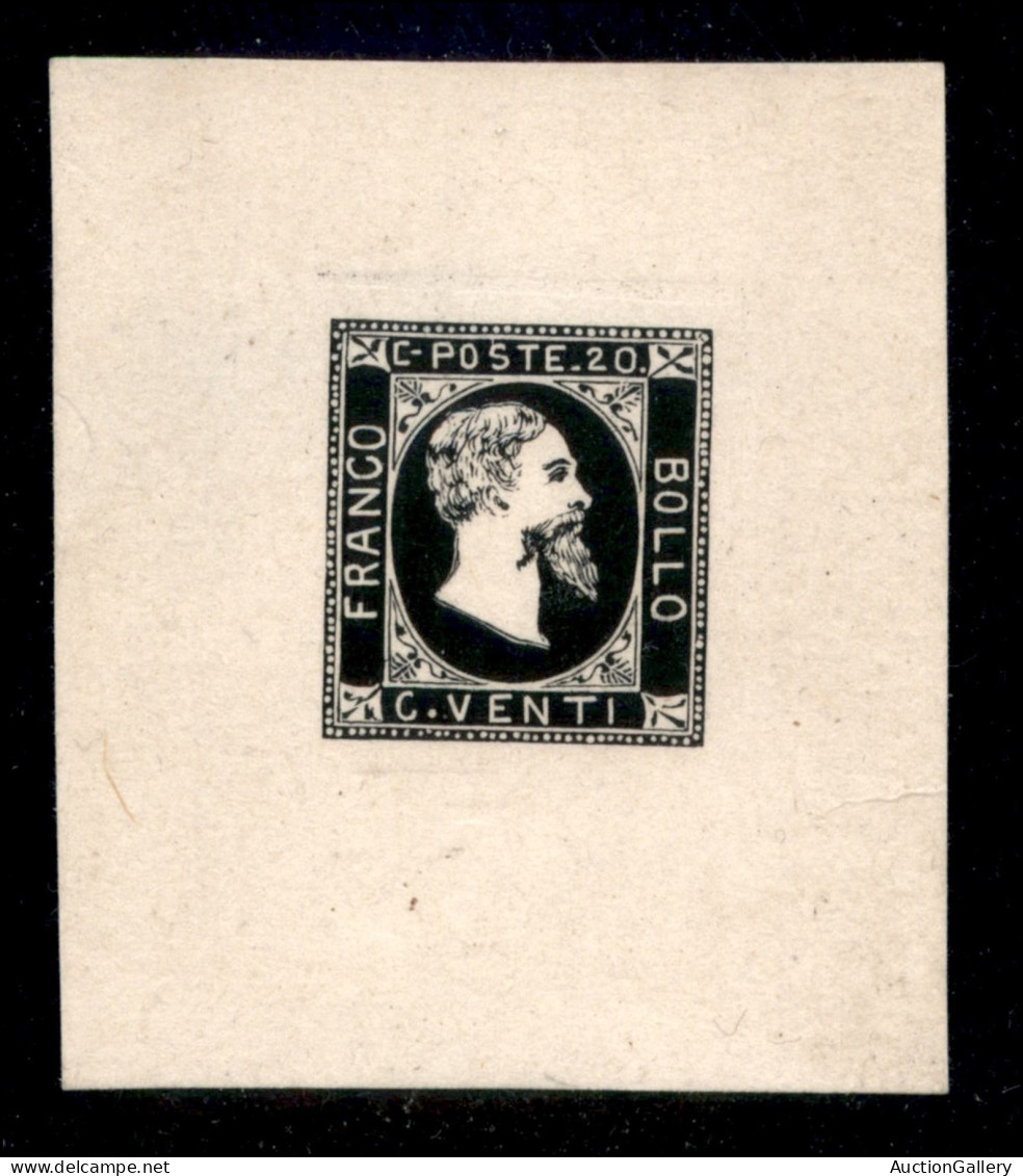 Antichi Stati Italiani - Sardegna - Saggio - 1851 - 20 Cent Nero Su Cartoncino - Other & Unclassified