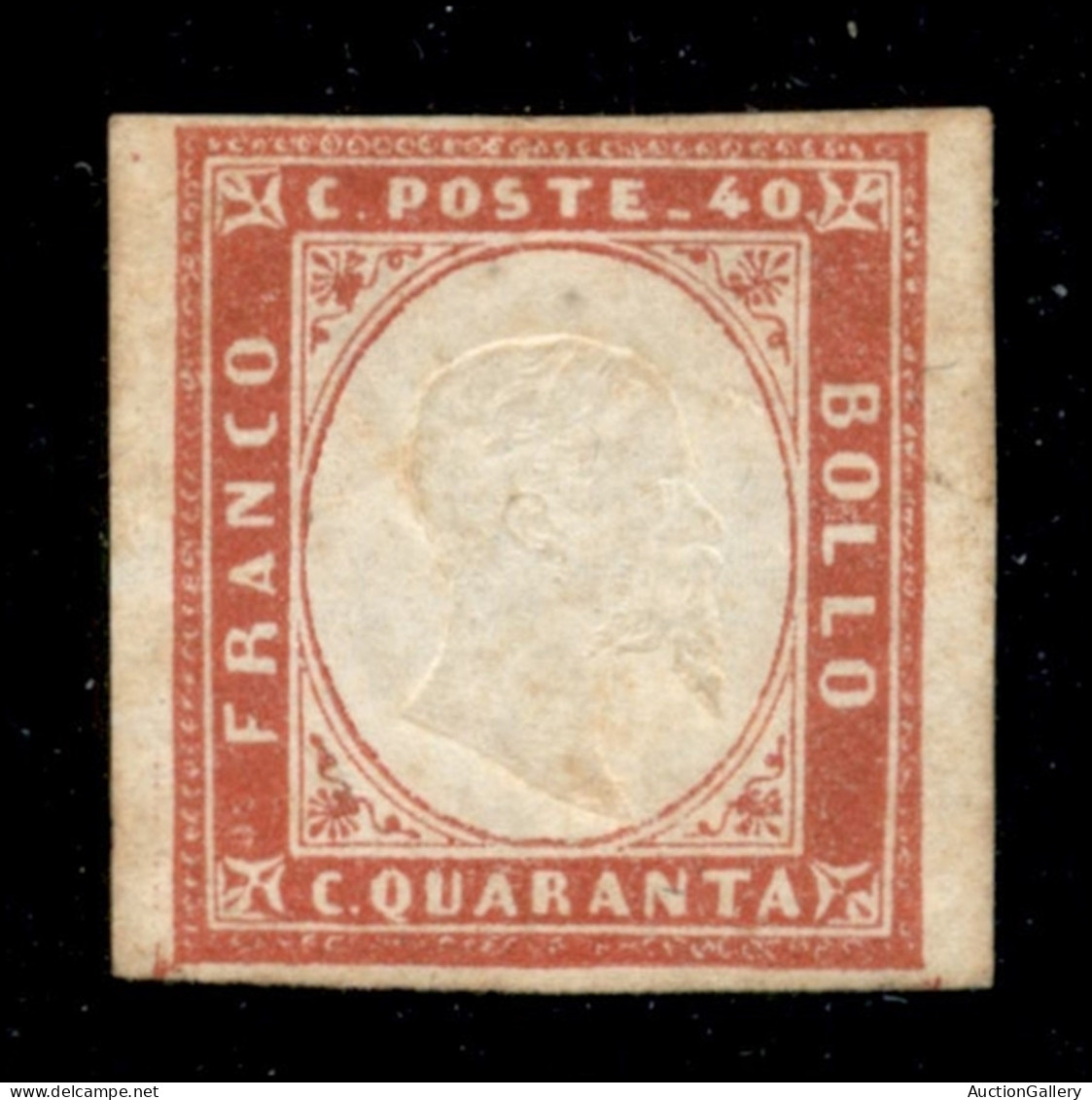 Antichi Stati Italiani - Sardegna - 1860 - 40 Cent Rosso (16C) - Gomma Originale  - Cert. AG - Autres & Non Classés