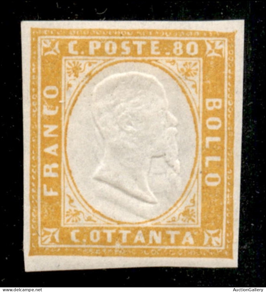 Antichi Stati Italiani - Sardegna - 1862 - Tripla Effigie - 80 Cent (17Da) - Gomma Originale - Cert. AG - Autres & Non Classés