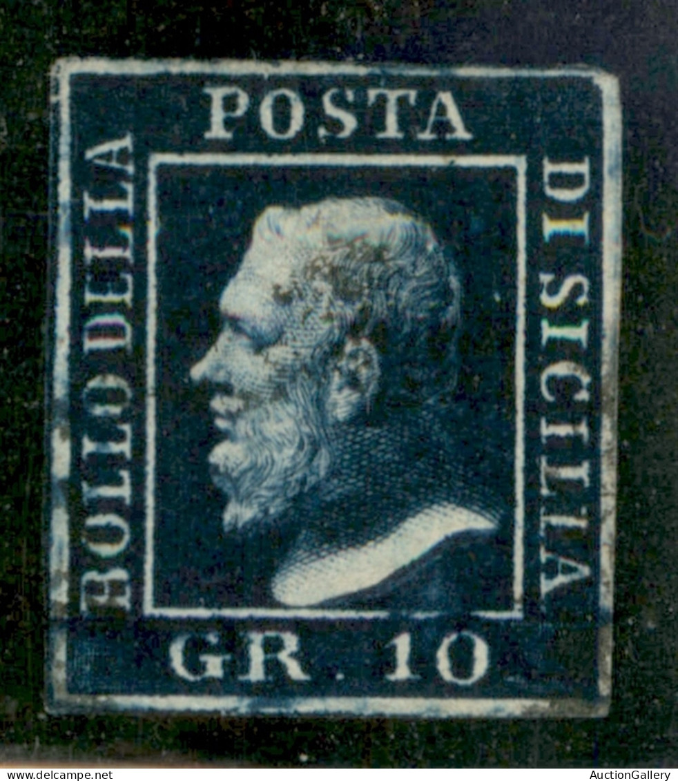 Antichi Stati Italiani - Sicilia - 1859 - 10 Grana Azzurro (12) - Buoni Margini Regolari - Usato - A.Diena - Sonstige & Ohne Zuordnung