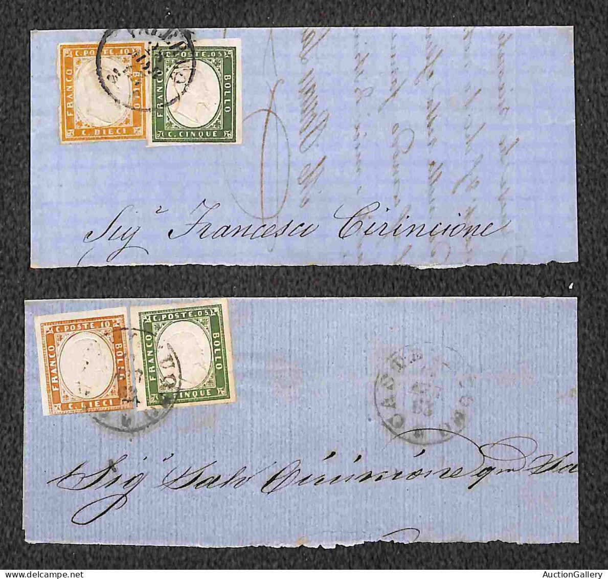 Regno - Vittorio Emanuele II - 1861/1863 - Quattro Testatine Di Lettere Col 5 Cent (Sardegna) In Coppia Orizzontale E St - Autres & Non Classés