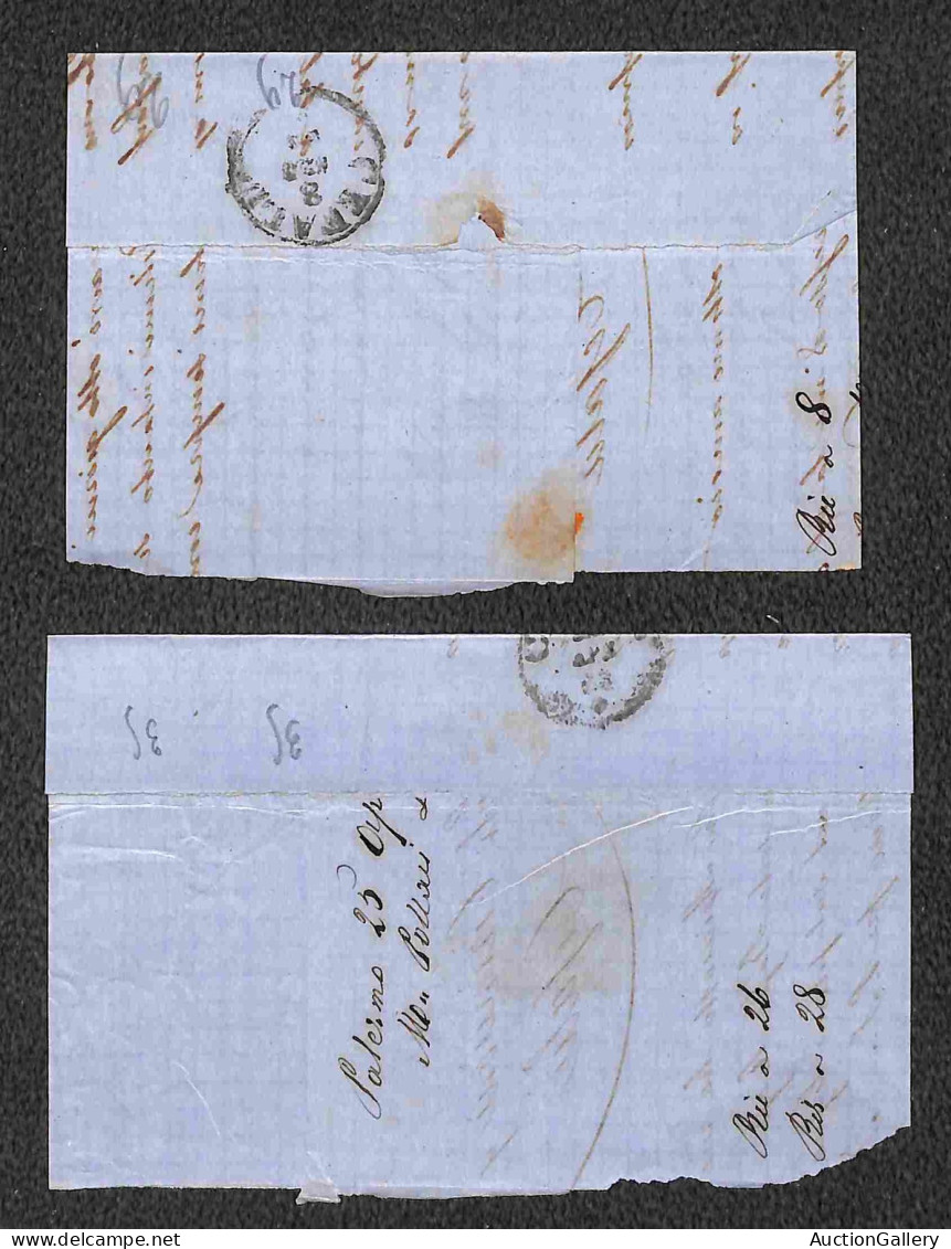 Regno - Vittorio Emanuele II - 1861/1863 - quattro testatine di lettere col 5 cent (Sardegna) in coppia orizzontale e st