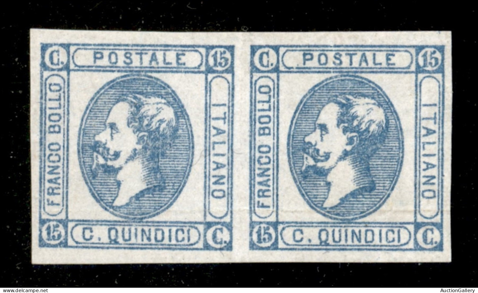 Regno - Vittorio Emanuele II - 1863 - Coppia Orizzontale Del 15 Cent Celeste Chiaro (12) - Leggera Piega Orizzontale - S - Altri & Non Classificati