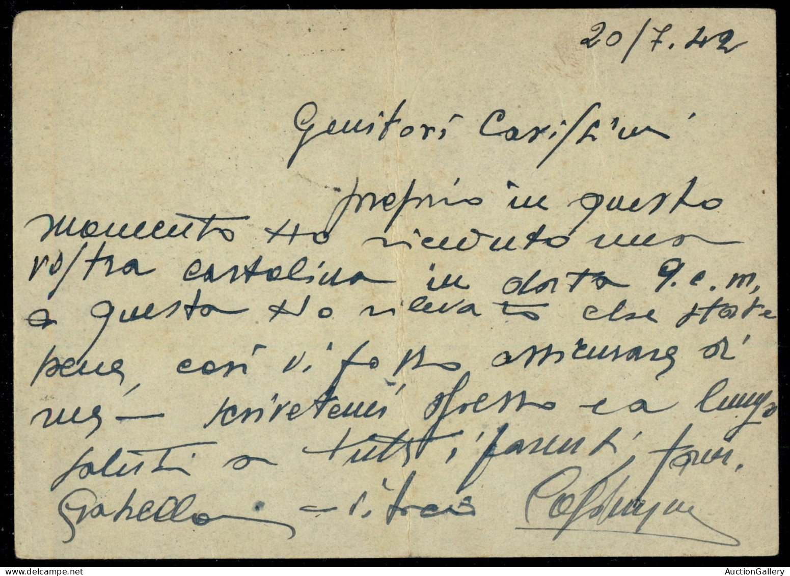 Regno - Posta Militare - XII Gruppo Antisommergibili - Cartolina Postale In Franchigia Via P.M. 3450 A Gallipoli Del 20. - Sonstige & Ohne Zuordnung