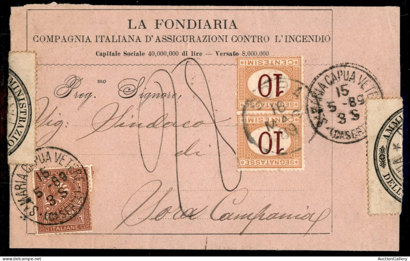 Regno - Servizi - Quattro Singoli E Blocco Di Quattro Del 1 Cent (3) Applicato Al Retro A Chiudilettera + Coppia Del 10  - Sonstige & Ohne Zuordnung