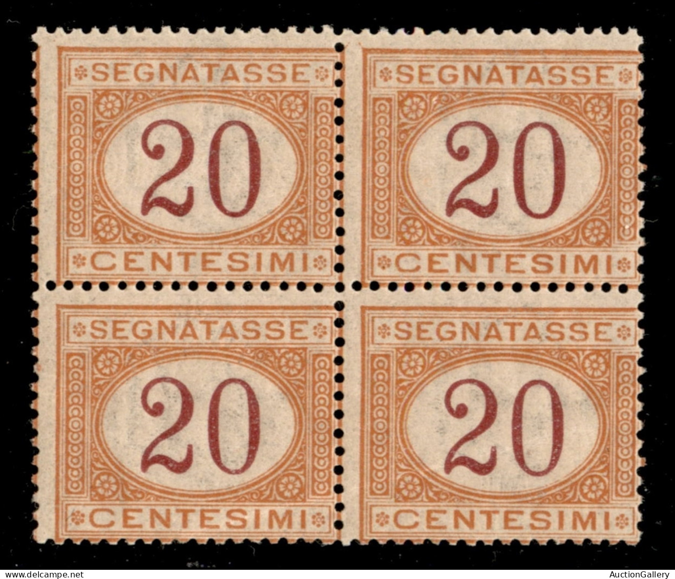 Regno - Servizi - 1894 - 20 Cent (22p) In Quartina Con Decalco Completo - Gomma Integra - Andere & Zonder Classificatie