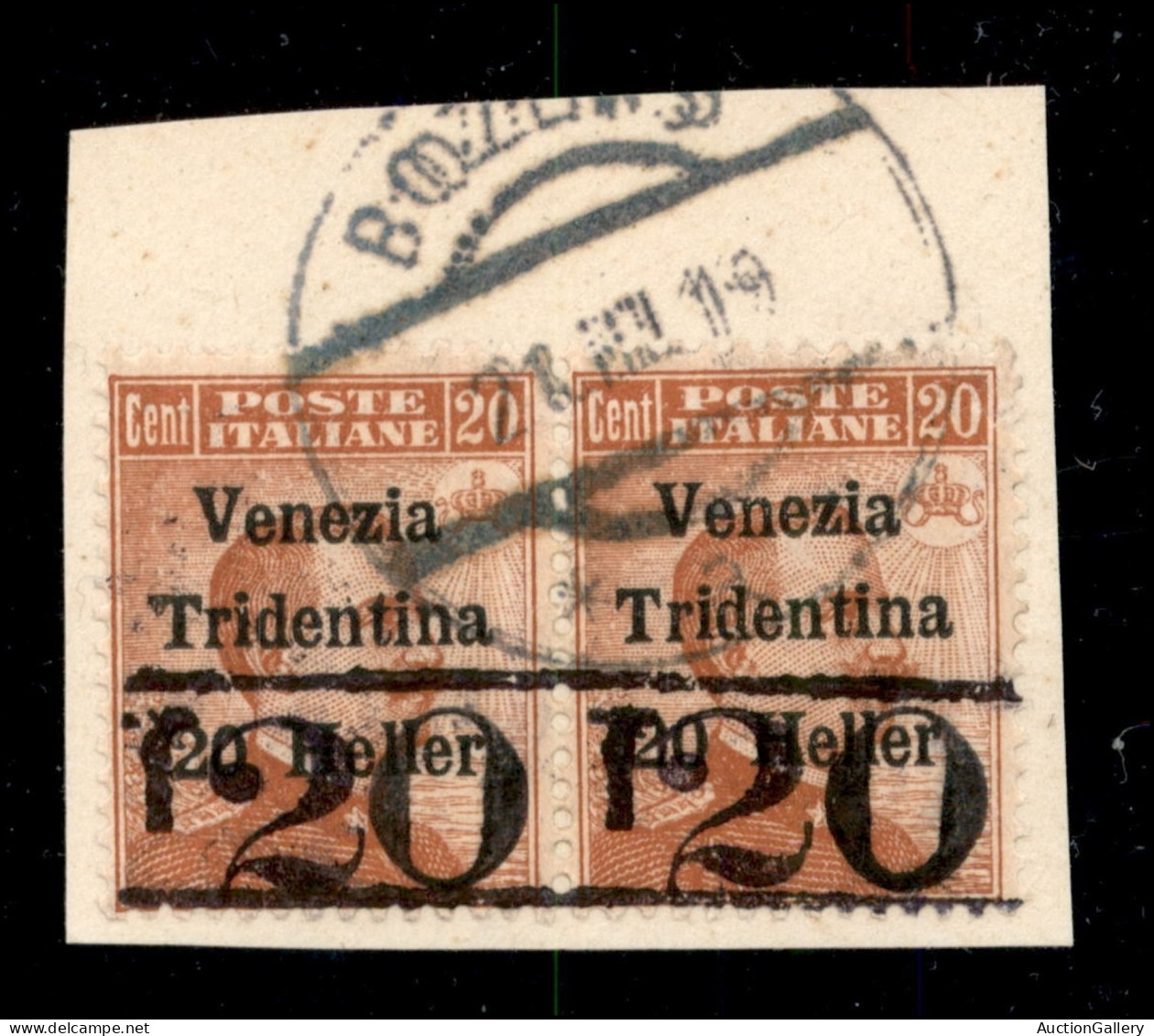 Occupazioni I Guerra Mondiale - Trentino-Alto Adige - 1918 - T20 Su 20 Heller Su 20 Cent (BZ3/13) - Coppia Orizzontale U - Sonstige & Ohne Zuordnung