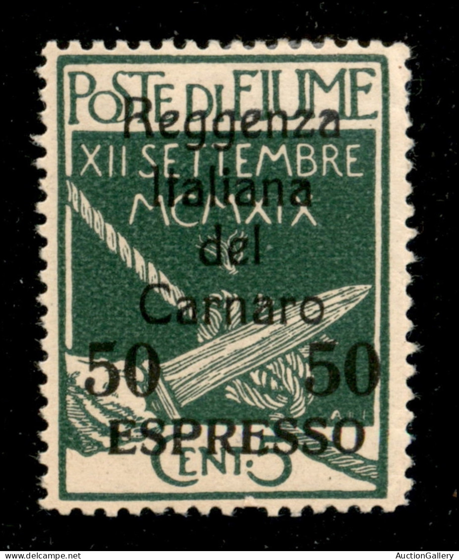 Occupazioni I Guerra Mondiale - Fiume - 1920 - Reggenza Del Carnaro - 50 Cent Su 5 (4) - Gomma Originale (440) - Autres & Non Classés