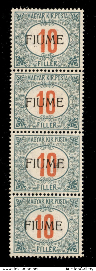 Occupazioni I Guerra Mondiale - Fiume - 1918 - 10 Filler (8) - Striscia Di 4 - Gomma Integra (1200) - Other & Unclassified