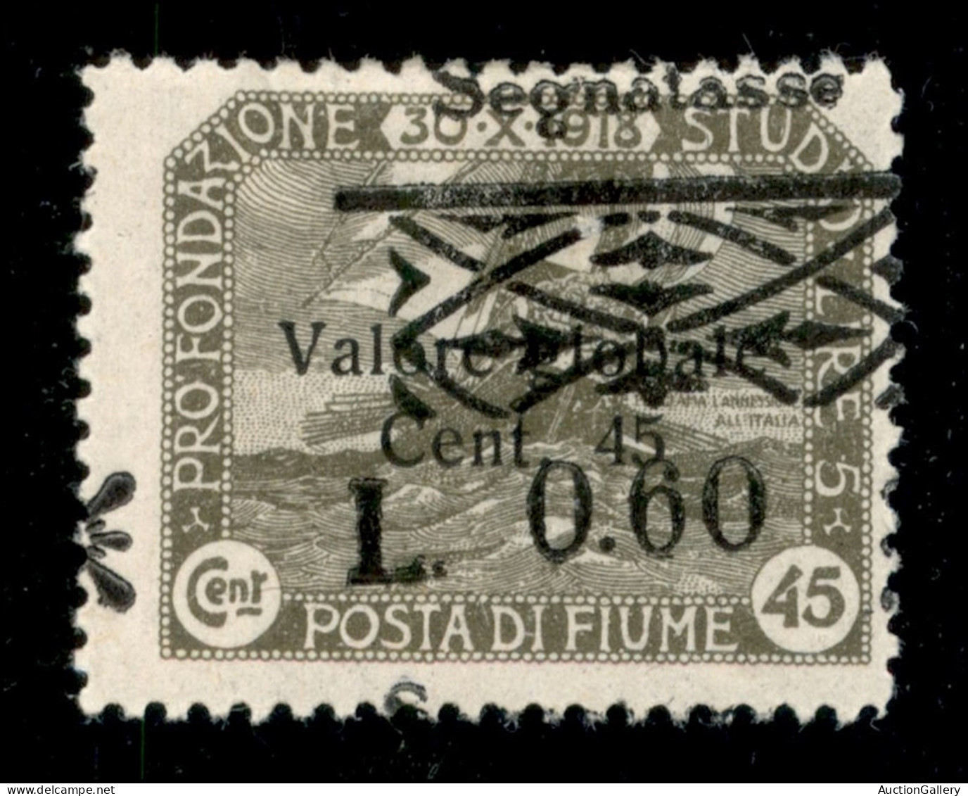 Occupazioni I Guerra Mondiale - Fiume - 1921 - 0,60 Su 45 Cent Segnatasse (23sde) - Soprastampa In Alto E A Destra - Gom - Otros & Sin Clasificación