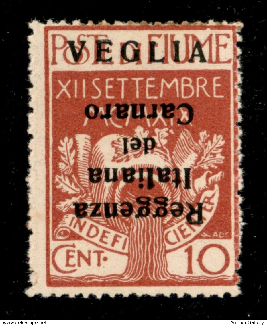 Occupazioni I Guerra Mondiale - Veglia - 1920 - 10 Cent Reggenza (6 C) - Soprastampa Capovolta - Gomma Originale - Other & Unclassified