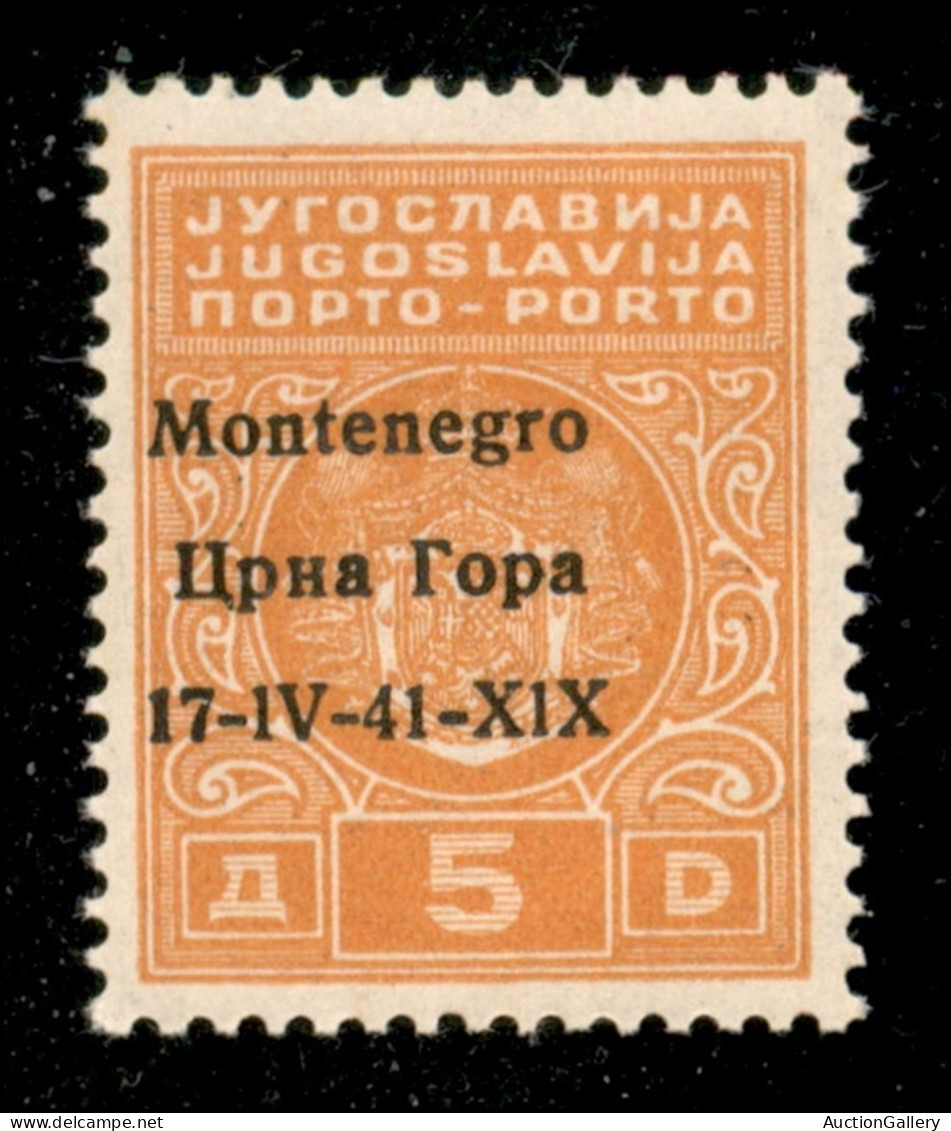 Occupazioni II Guerra Mondiale - Montenegro - 1941 - 5 Din (4aa Varietà Gb) - Soprastampa A Sinistra + Errori 1V E X1X - - Autres & Non Classés
