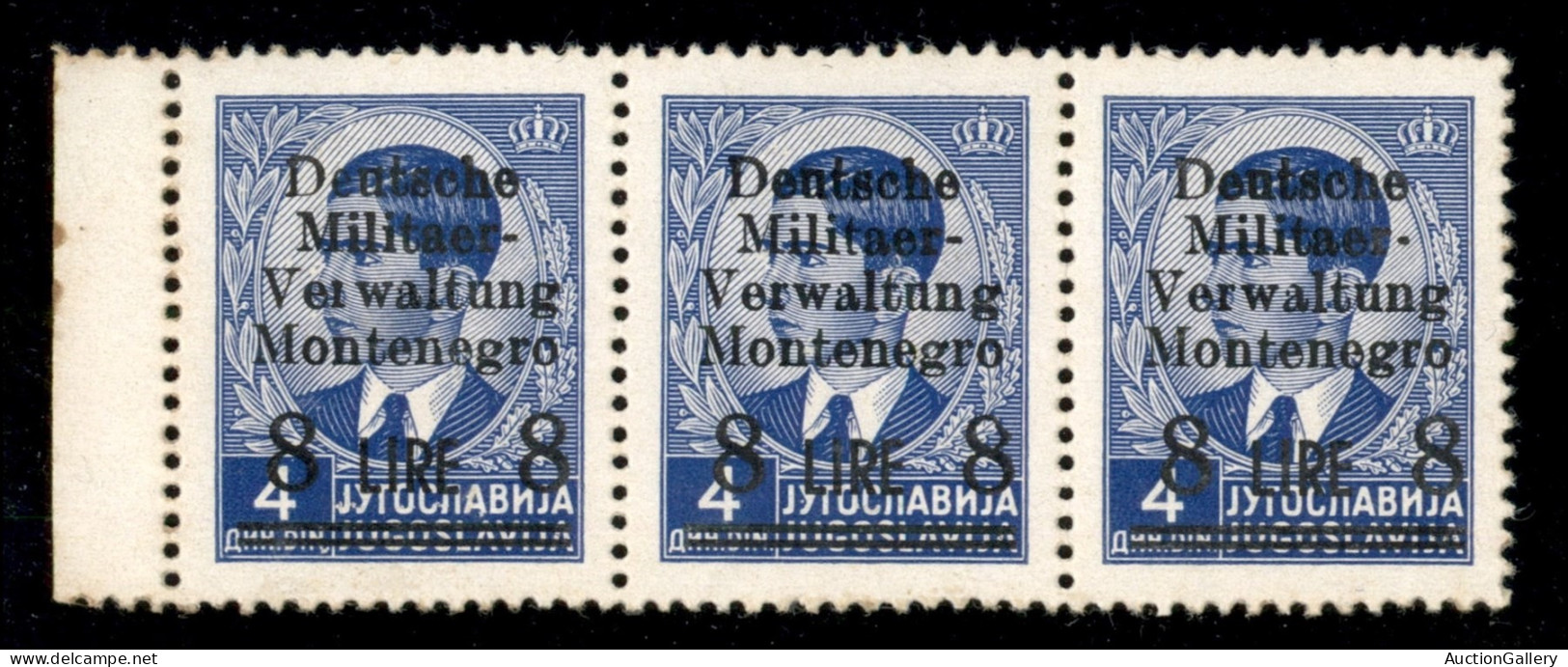 Occupazioni Straniere Di Territori Italiani - Occupazione Tedesca - Montenegro - 1943 - 8 Lire Su 4 Din (7 Varietà) - St - Other & Unclassified