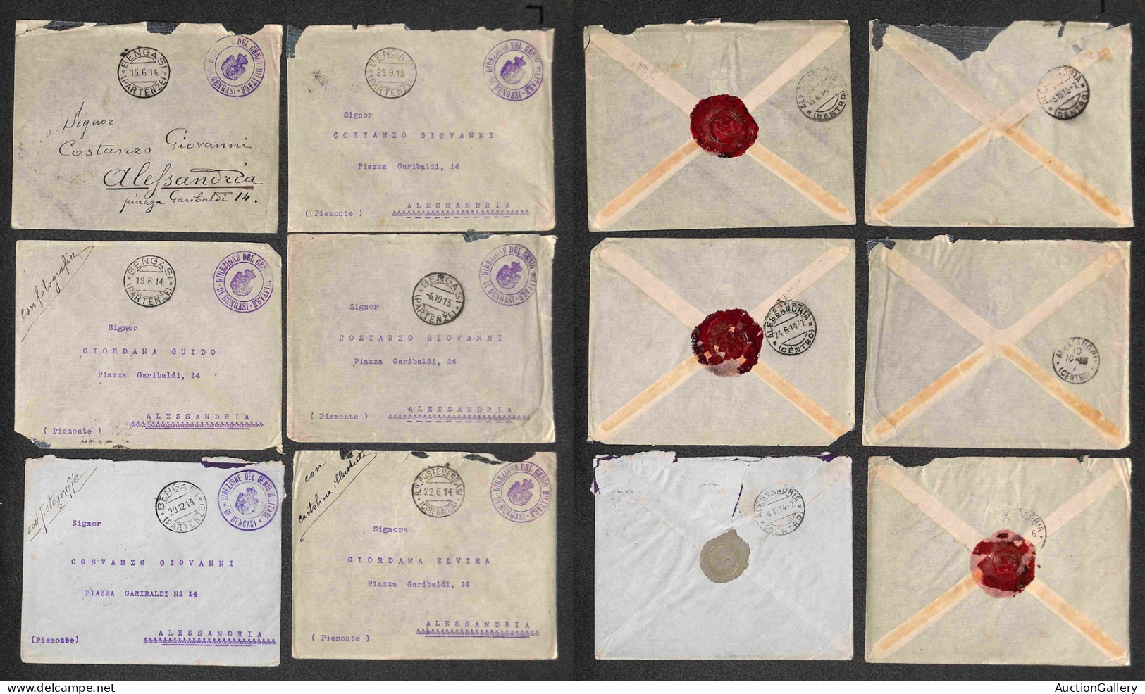 Colonie - Libia - 1912/1915 - Costanzo/Giordana - Insieme Di Buste E Cartoline Della Corrispondenza (anche In Franchigia - Sonstige & Ohne Zuordnung