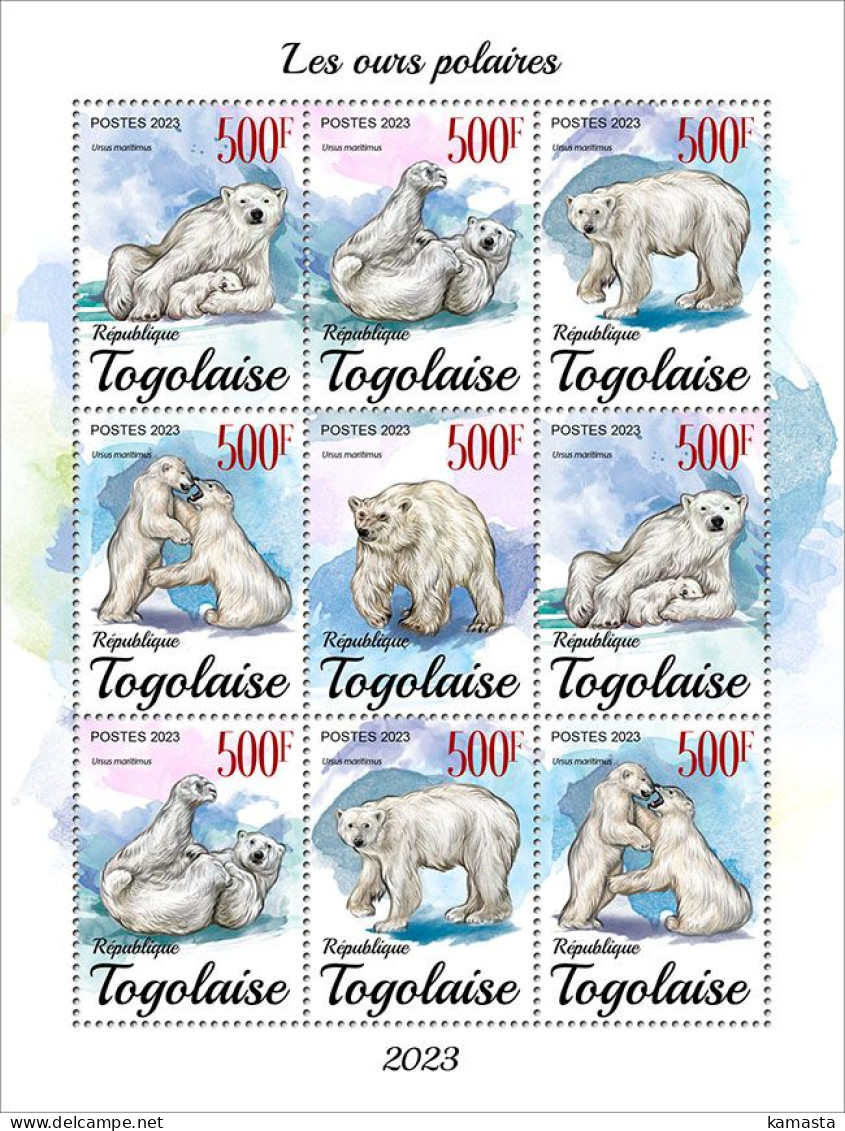 Togo 2023 Polar Bears. (249f49) OFFICIAL ISSUE - Osos