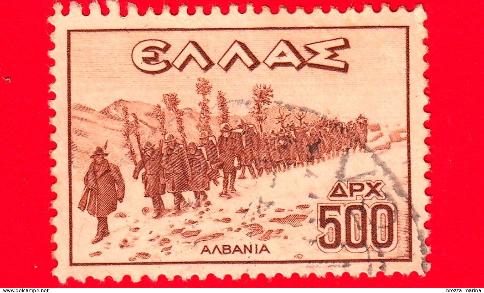 GRECIA - HELLAS - Usato - 1947 - Emissioni Della Vittoria - Esercito - Campagna Militare In Albania - 500 - Gebraucht