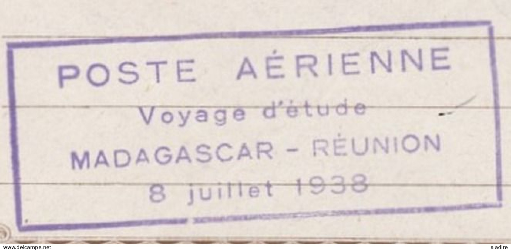 1938 - Entier Postal Enveloppe 65 Centimes Zébus De Tananarive Vers Saint Denis De La Réunion, France - Voyage D'étude - Brieven En Documenten