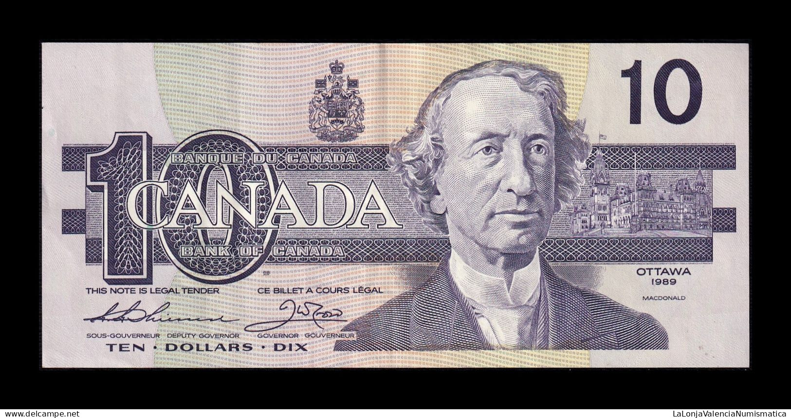 Canadá 10 Dollars Macdonald 1989 Pick 96a Mbc/+ Vf/+ - Kanada