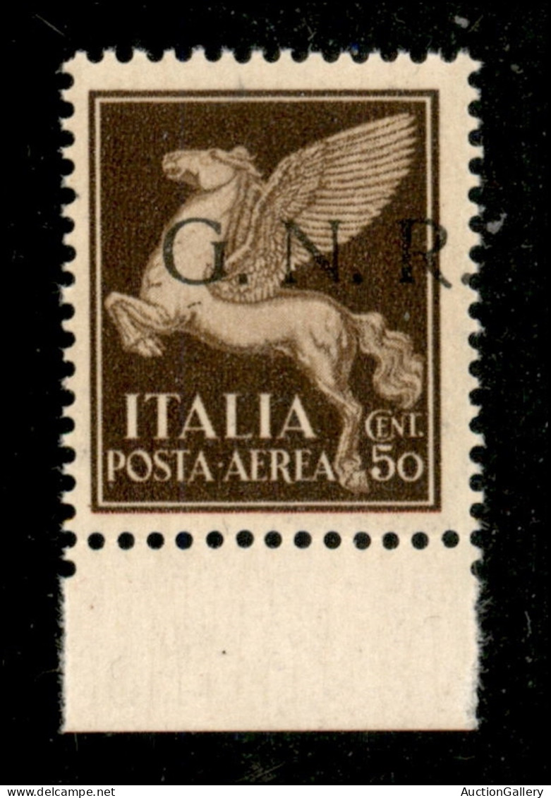 RSI - G.N.R. Brescia - 1943 - 50 Cent (118/Id - Aerea) Con Soprastampa Spostata - Punto A Cavallo - Bordo Foglio - Gomma - Other & Unclassified