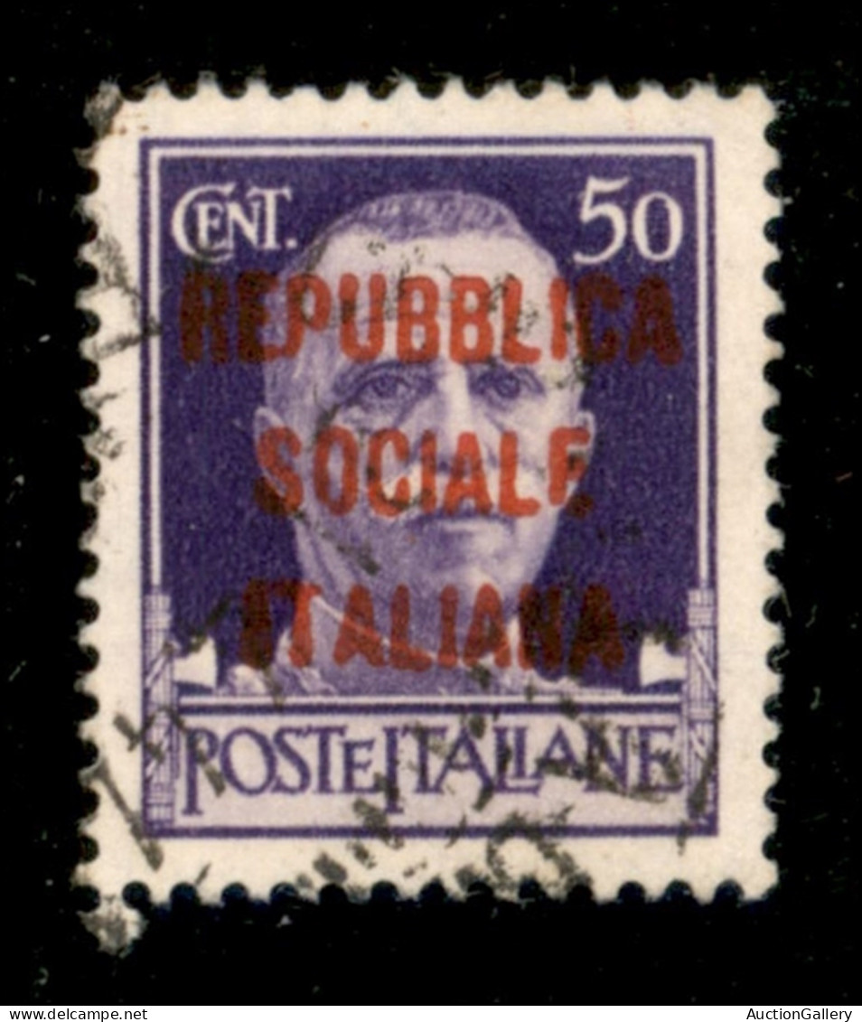 RSI - Provvisori - Milano - 1944 - 50 Cent Rosso Arancio (493E) - Tiratura Di Milano (posiz. 51) - Cert. Andreoni - Andere & Zonder Classificatie