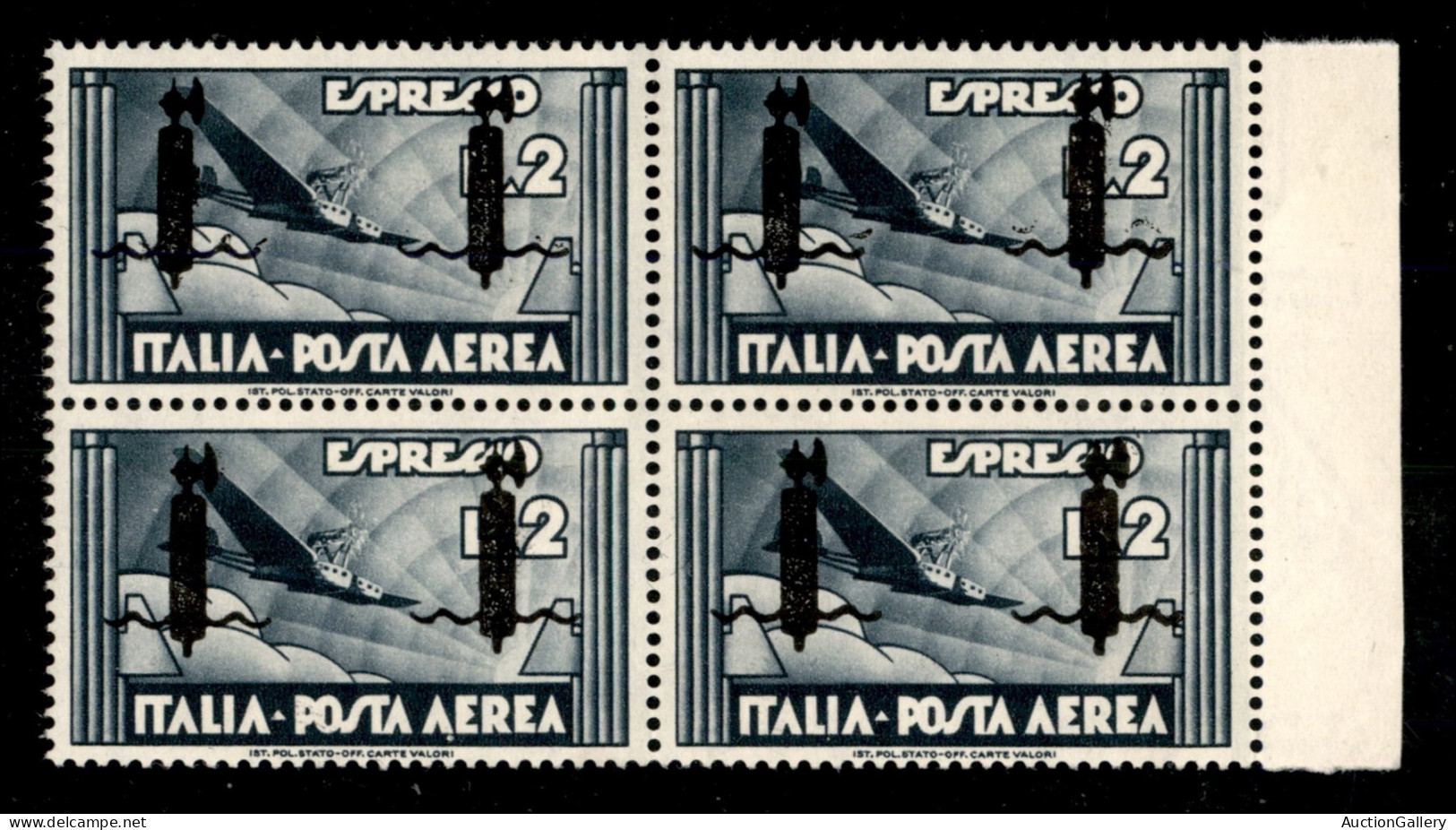 RSI - Provvisori - 1944 - Saggi - Verona - 2 Lire Aeroespresso (P16 - Aerea) In Quartina - Bordo Foglio Senza Gomma - Andere & Zonder Classificatie