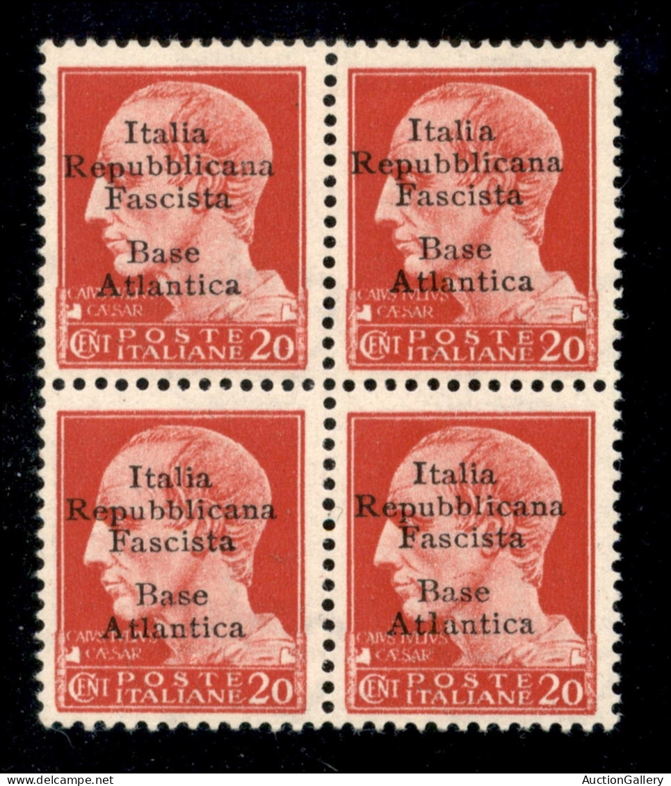 Emissioni Locali - Base Atlantica - 1943 - 20 Cent (8) In Quartina - L Diversa (8g) In Basso A Destra - Gomma Integra - Other & Unclassified