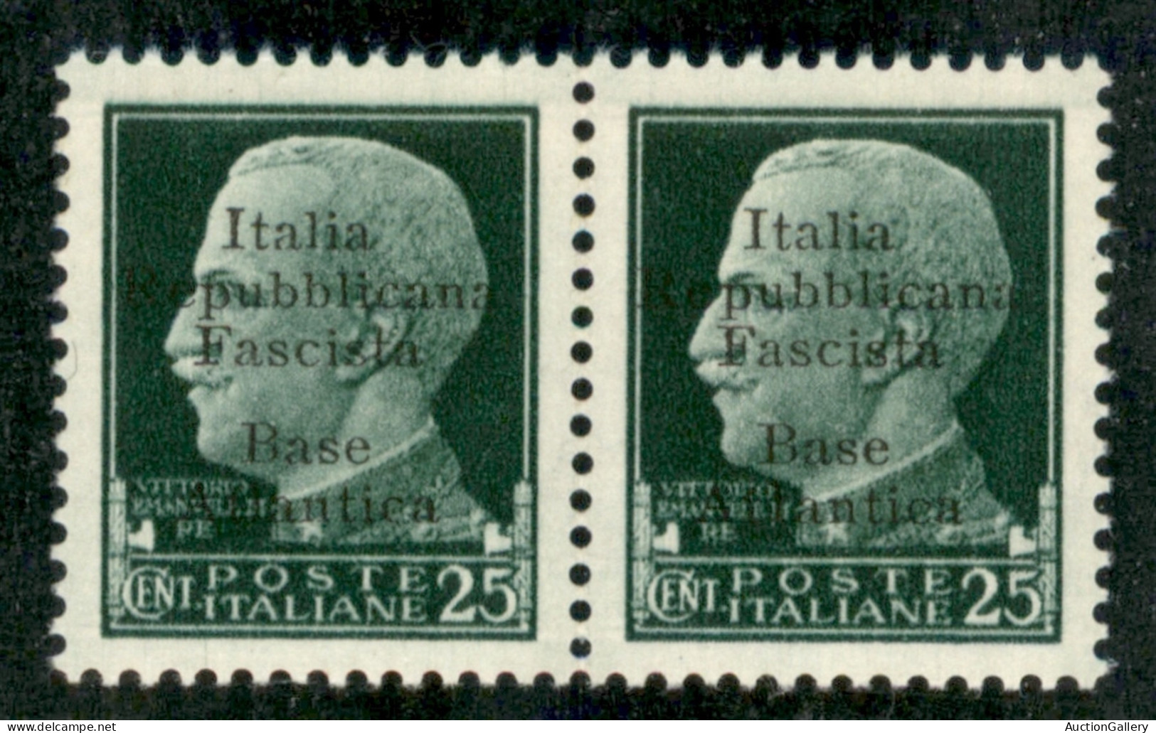 Emissioni Locali - Base Atlantica - 1943 - Coppia Del 25 Cent (9+9h) Con L Di Corpo Diverso - Gomma Integra - Cert Rayba - Sonstige & Ohne Zuordnung