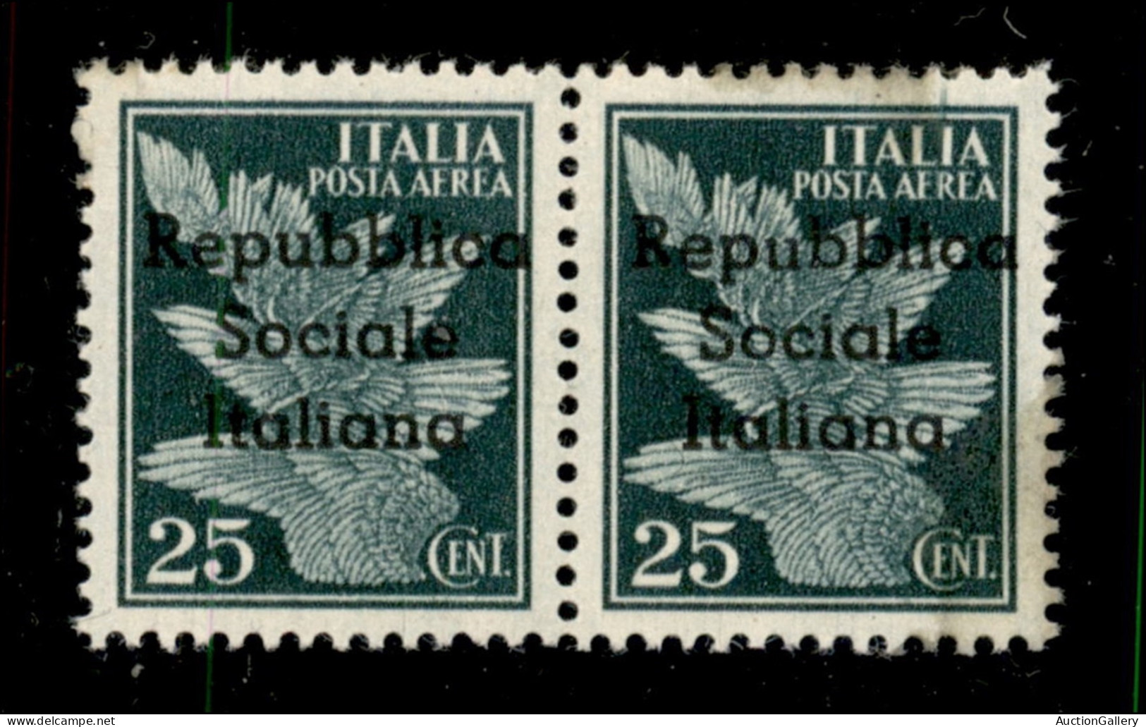 Emissioni Locali - Teramo - 1944 - 25 Cent (12 + 12 L) In Coppia Con U Più Piccolo A Destra - Gomma Integra (vetrificata - Sonstige & Ohne Zuordnung