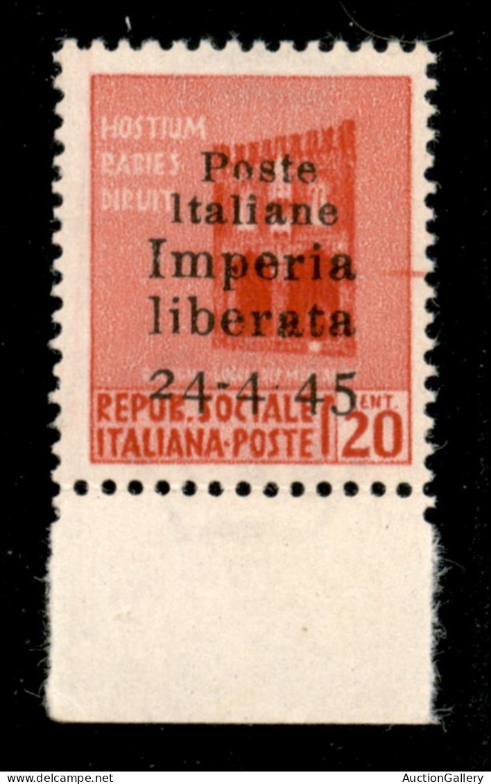 C.L.N. - Imperia - 1945 - Non Emesso - 20 Cent (22d) Senza Trattino Tra 4 E 45 - Gomma Integra - Cert. Raybaudi - Other & Unclassified