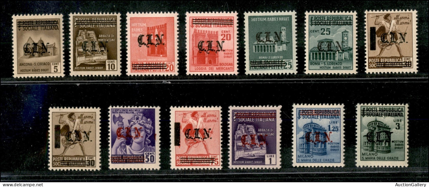 C.L.N. - Torino - 1945 - Soprastampati (Errani 1/13) - Serie Completa (13 Valori) - Gomma Integra - Autres & Non Classés