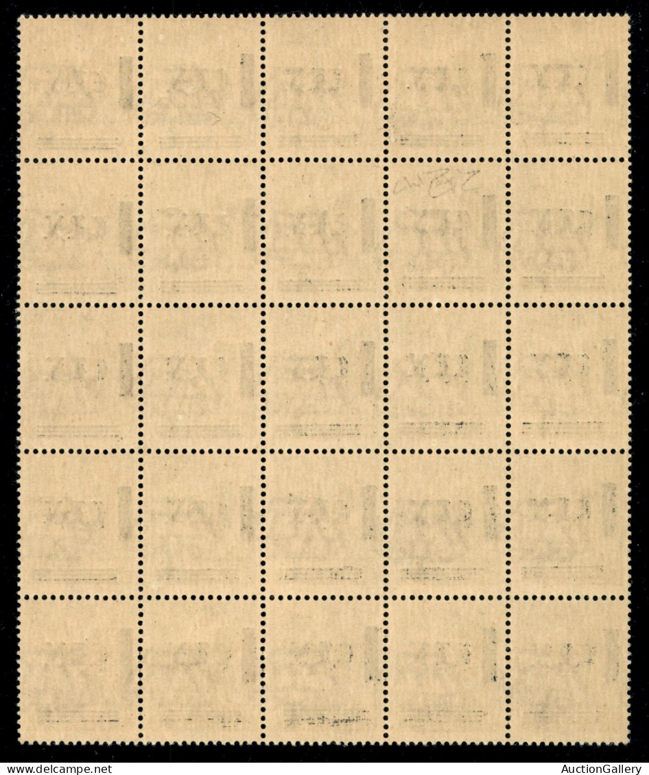 C.L.N. - Torino - 1945 - 30 Cent (Unificato 7) - Blocco Di 25 - Punto In Alto Dopo N (7b) - Gomma Integra - Cert. Raybau - Otros & Sin Clasificación