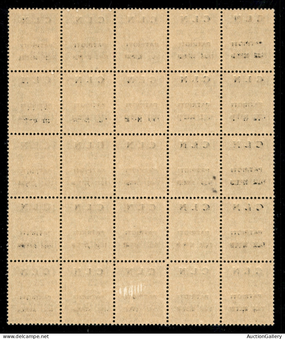 C.L.N. - Valle Bormida - 1945 - 25 Cent (3) - Blocco Di 25 (mezzo Foglio) - Spaziature Verticali Tra Le Soprastampe Dei  - Andere & Zonder Classificatie