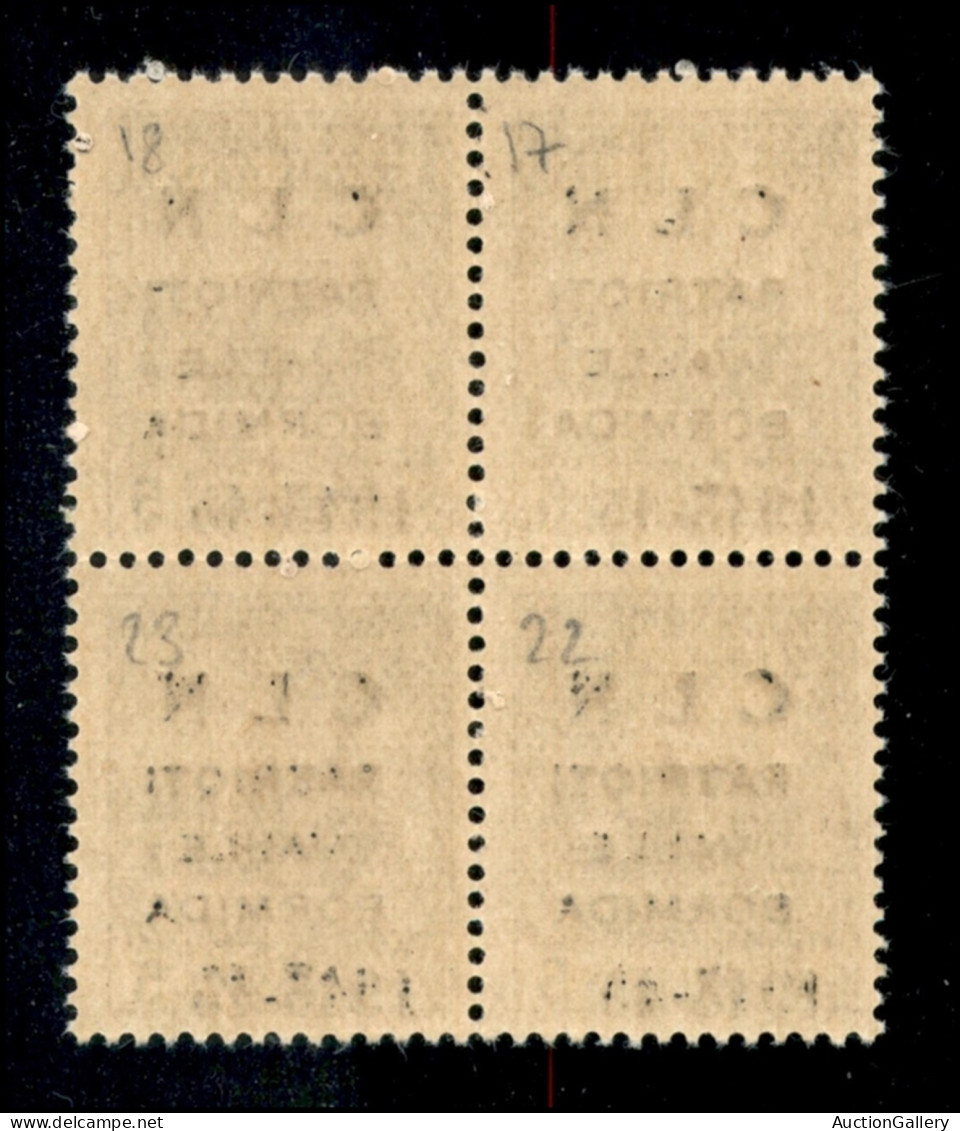 C.L.N. - Valle Bormida - 1945 - Soprastampa Modificata - 5 Cent (1A) In Quartina - Gomma Integra - Cert AG - Andere & Zonder Classificatie