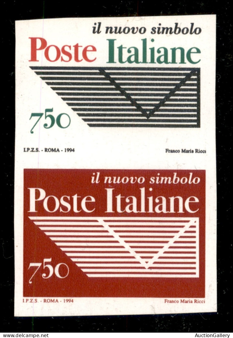 Repubblica - Posta Ordinaria - 1994 - Coppia Verticale Del 750 Lire (2134 + 2135d) Non Dentellata - Gomma Integra - Other & Unclassified