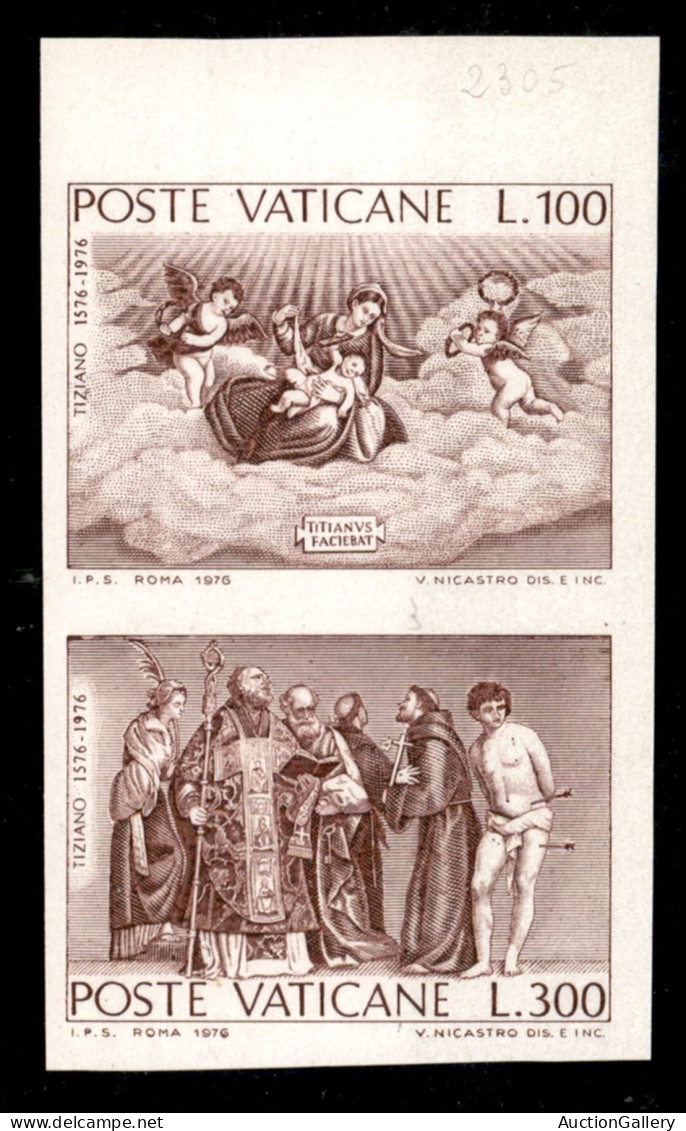 Vaticano - Posta Ordinaria - 1976 - Prova - Tiziano (593/594) - Dittico Non Dentellato - Gomma Integra - Andere & Zonder Classificatie