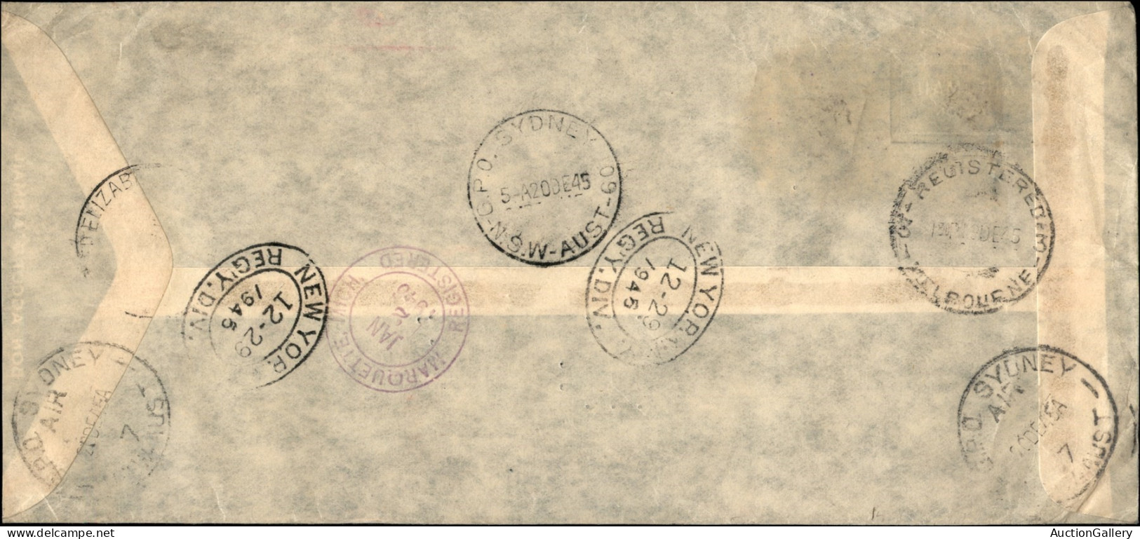 Aerogrammi  - Australia - 1945 - Aerogramma Raccomandato Affrancato Con 4 Coppie Del 2 Pence (142) + Striscia Di 5 Del 3 - Sonstige & Ohne Zuordnung