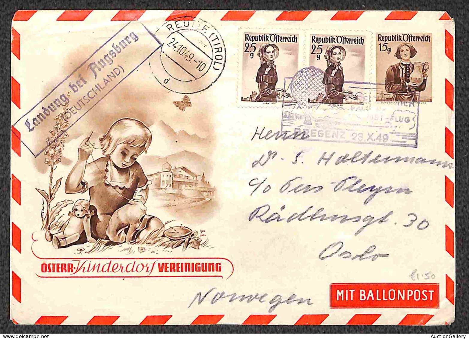 Aerogrammi  - Austria - 1949 (23 ottobre) - Bregenz Ballonpost - sette aerogrammi