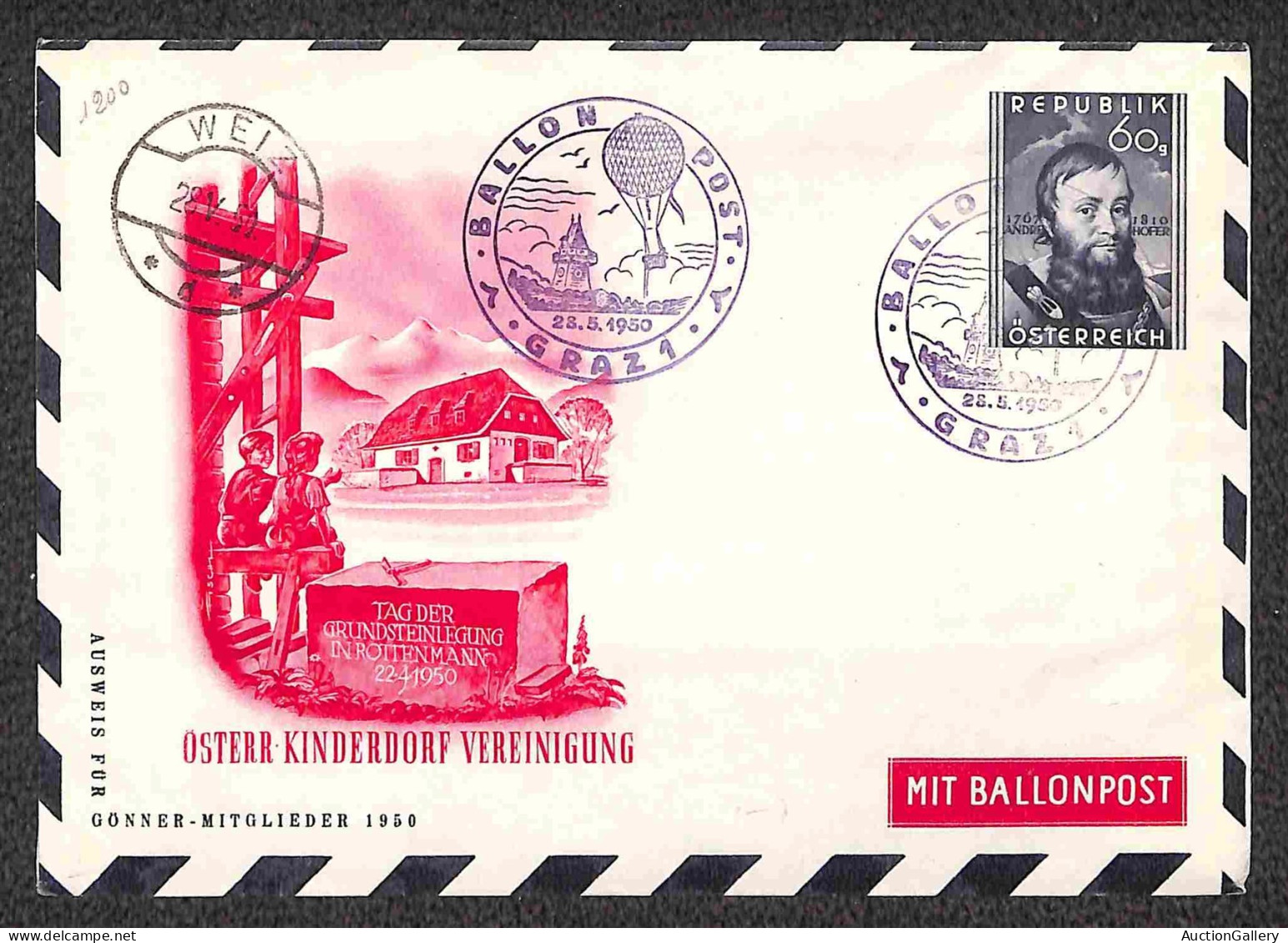 Aerogrammi  - Austria - 1950 (28 Maggio) - Graz 1 Ballonpost - Cinque Aerogrammi - Andere & Zonder Classificatie