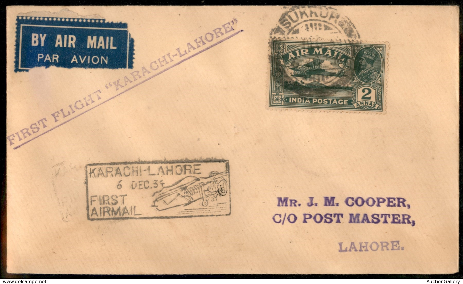 Aerogrammi  - India - 1935 (6 Dicembre) - Kharachi Lahore - Muller 121a - Other & Unclassified