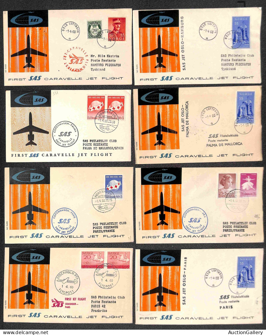 Aerogrammi  - Paesi Europei - 1960 - Primi Voli SAS - 59 Aerogrammi Di Voli Diversi Del Periodo - Altri & Non Classificati