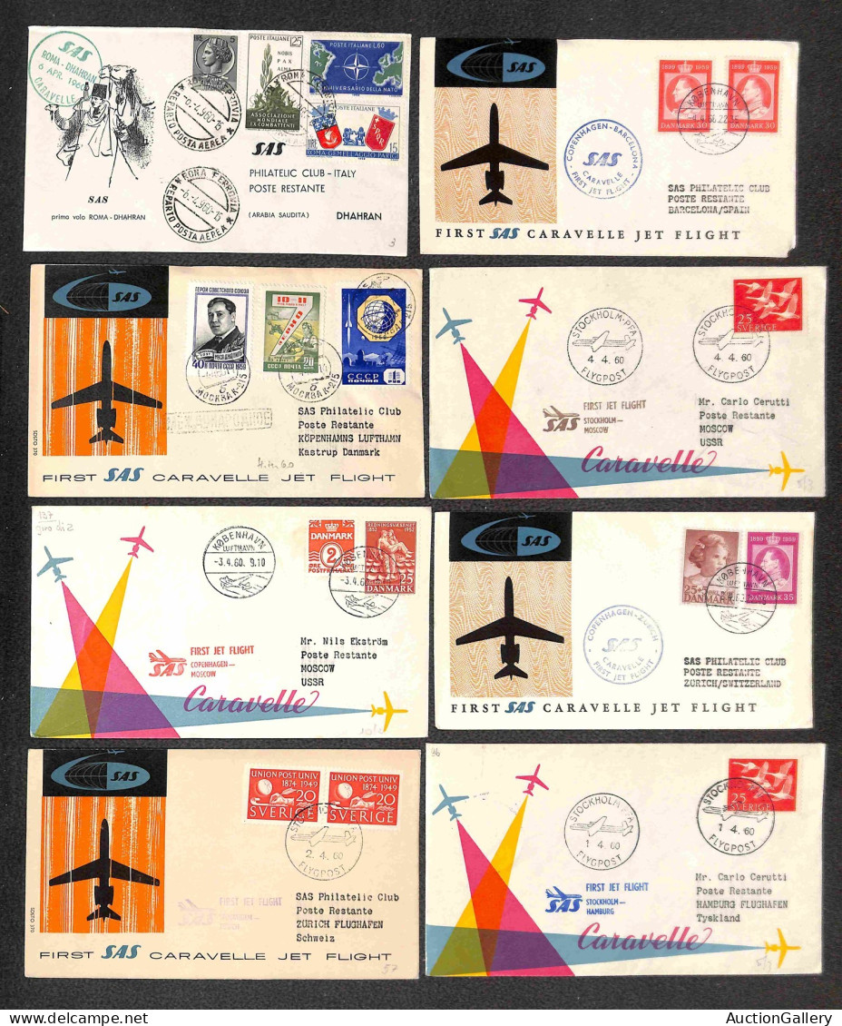Aerogrammi  - Paesi Europei - 1960 - Primi Voli SAS - 59 aerogrammi di voli diversi del periodo