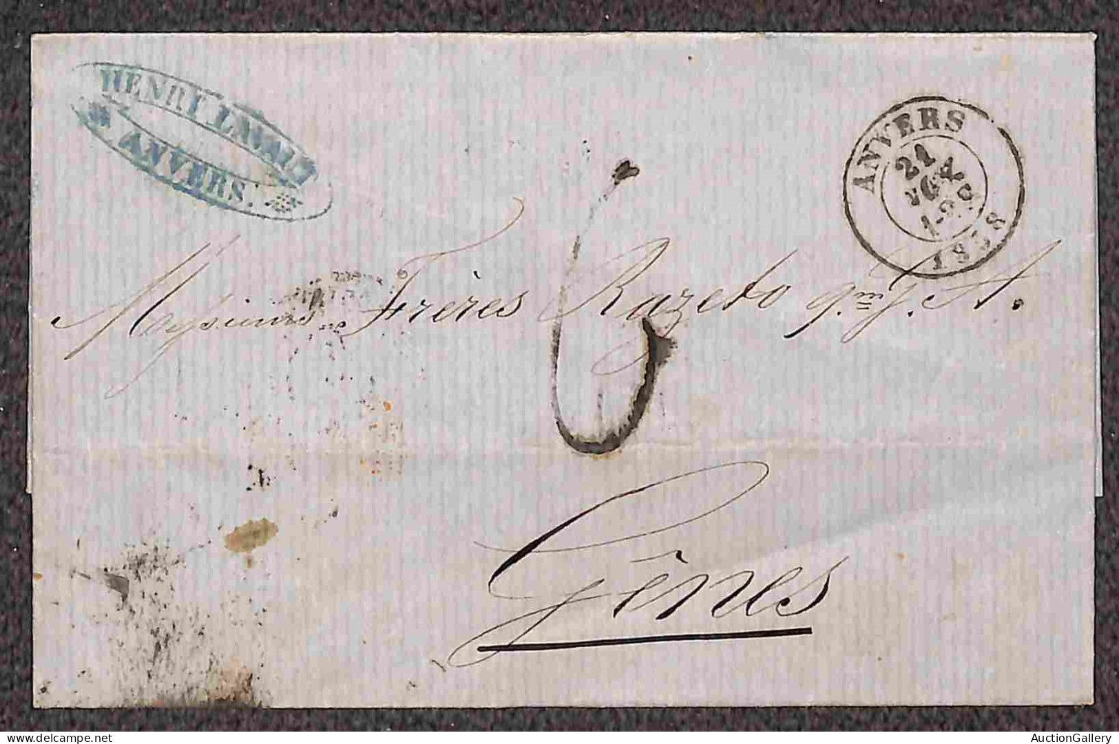 Europa - Belgio - 1854/1866 - Quattro Lettere Da Anversa (1853 + 1858) Liege (1866) E Lokeren (rosso 1854) - Tassate - Sonstige & Ohne Zuordnung