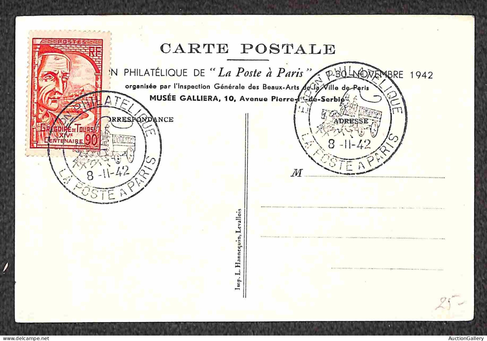 Europa - Francia - 1942 - Sei cartoline + un foglietto - affrancature del periodo e annulli speciali