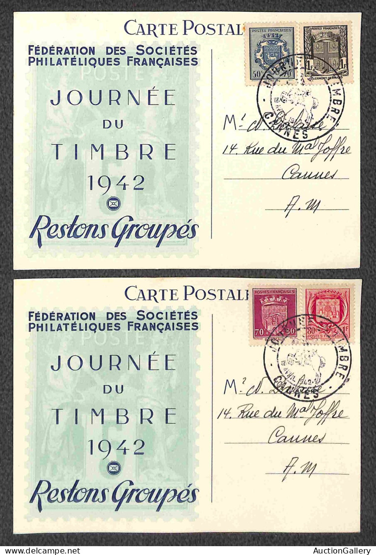 Europa - Francia - 1942 (19 aprile) - 13 cartoline con affrancature diverse e annulli speciali