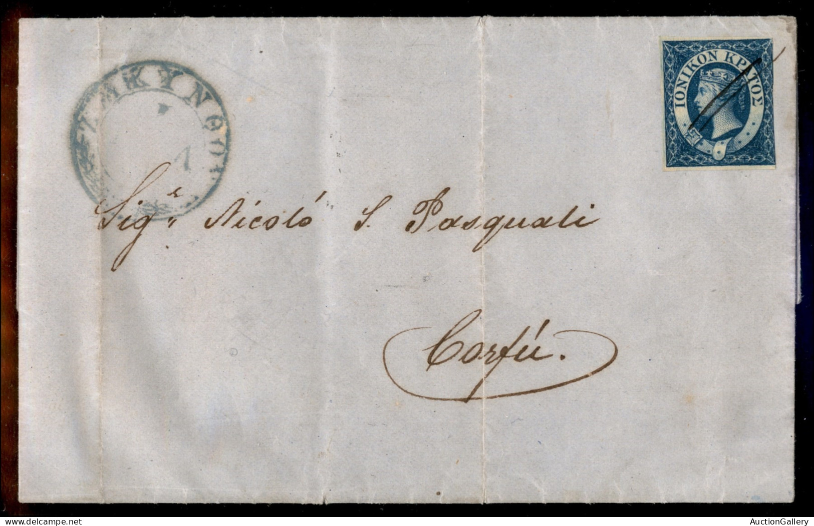 Europa - Grecia - 1859 - Isole Jonie - 1 Penny (2) Su Busta Da Zakintos A Corfù - Al Retro 3 Lug - Cert. B.P.A. - Sonstige & Ohne Zuordnung