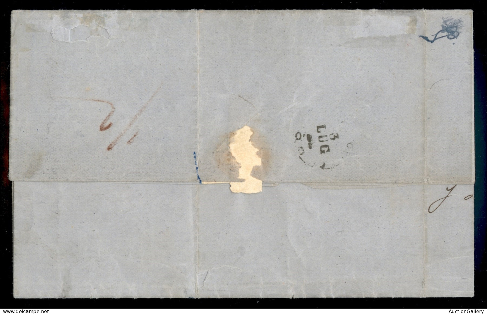 Europa - Grecia - 1859 - Isole Jonie - 1 Penny (2) Su Busta Da Zakintos A Corfù - Al Retro 3 Lug - Cert. B.P.A. - Otros & Sin Clasificación